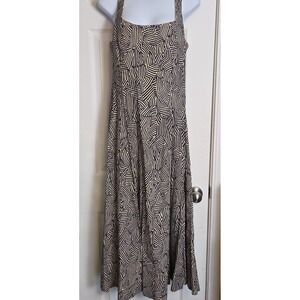 Christian Lacroix Linen Dress S Geo Print Navy Ivory French Staple Sundress